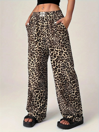 Leopard Wide Leg Pants with Pockets | Wide Leg Pants from PHUNKYN