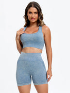 Scoop Neck Wide Strap Top and Shorts Active Set | Activewear Short and Top Set from PHUNKYN