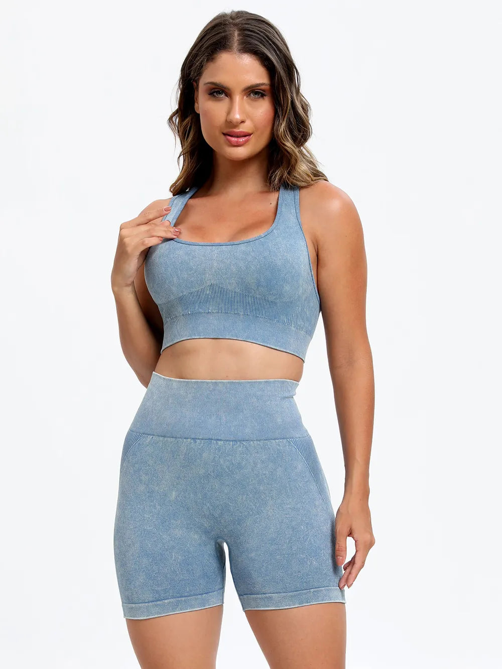 Scoop Neck Wide Strap Top and Shorts Active Set | Activewear Short and Top Set from PHUNKYN