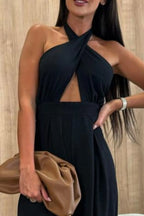 Halter Neck Wide Leg Jumpsuit with Keyhole Detail | One-Pieces Jumpsuit from PHUNKYN