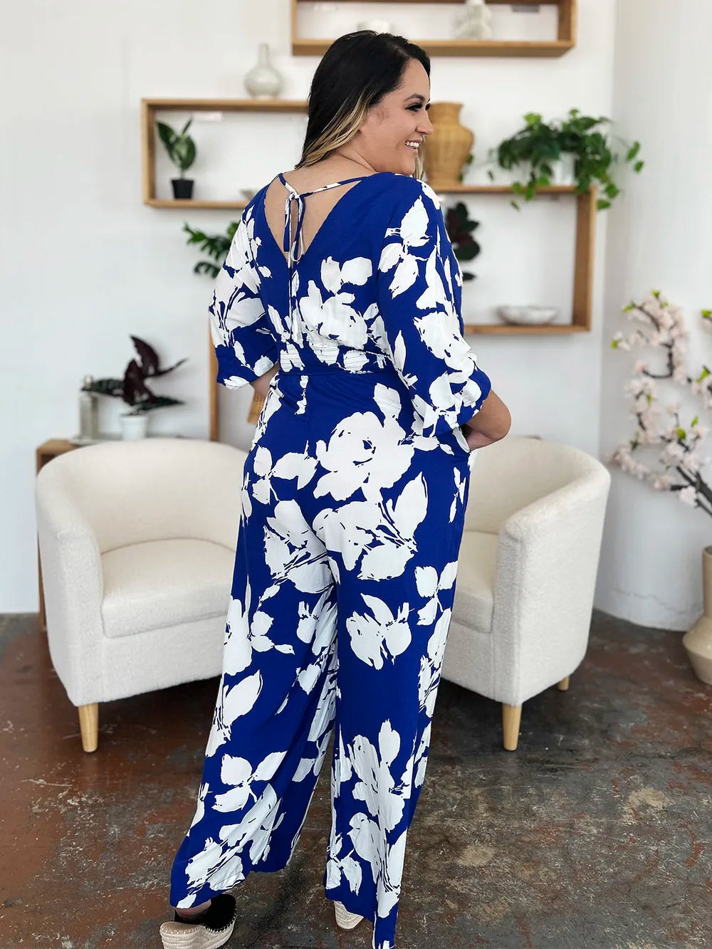 Printed Tie Back Wide Leg Jumpsuit | One-Pieces Jumpsuit from PHUNKYN
