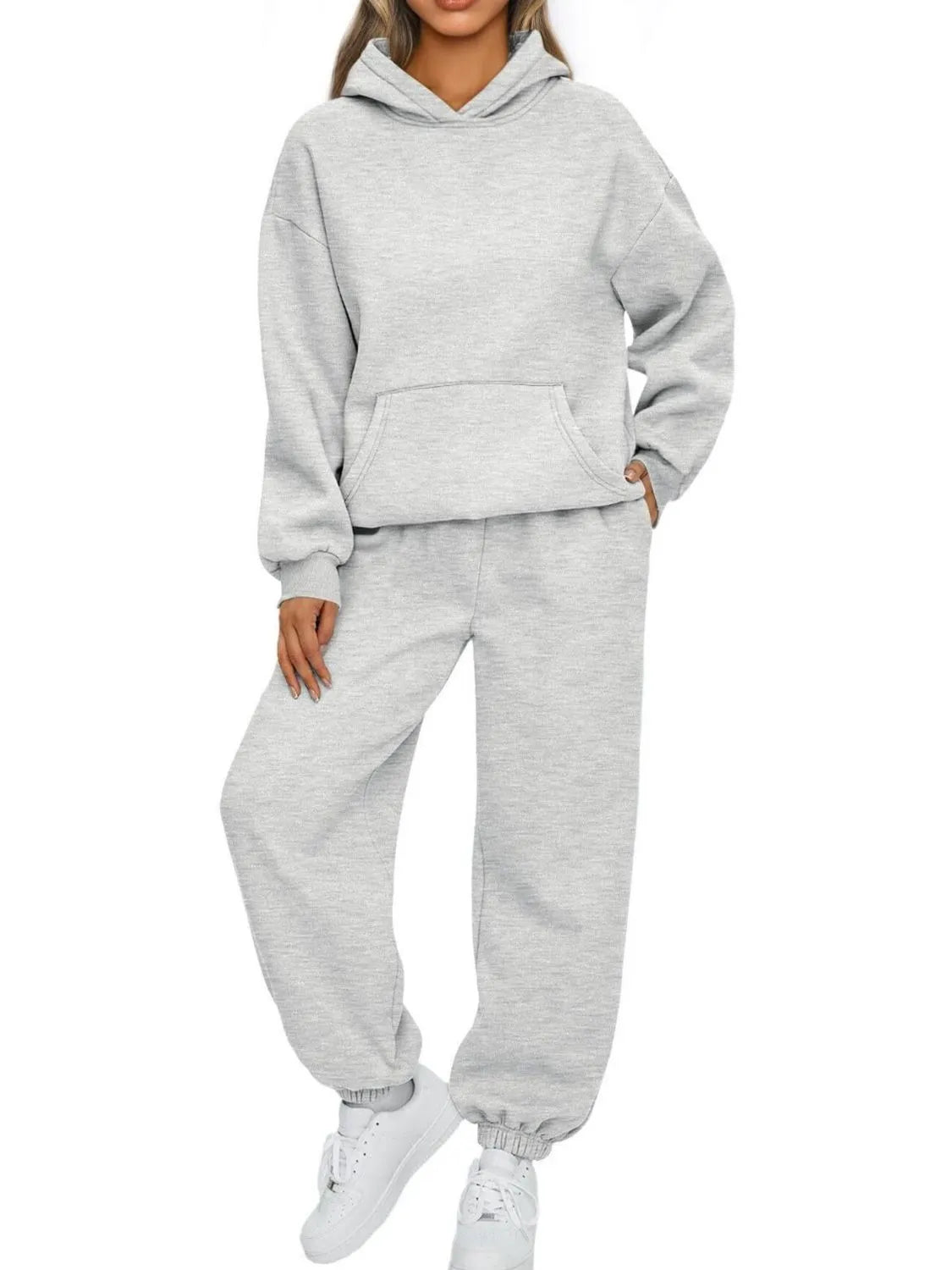 Kangaroo Pocket Hoodie and Joggers Set Plus Size | Outfit Sets Top and Pants Set from PHUNKYN