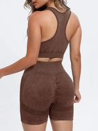 Scoop Neck Wide Strap Top and Shorts Active Set | Activewear Short and Top Set from PHUNKYN