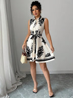 Printed Sleeveless Button Front Dress | Dresses Dress from PHUNKYN