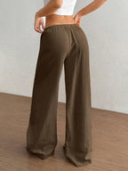 Drawstring Wide-Leg Casual Pants | Trousers Wide Leg Pants from PHUNKYN
