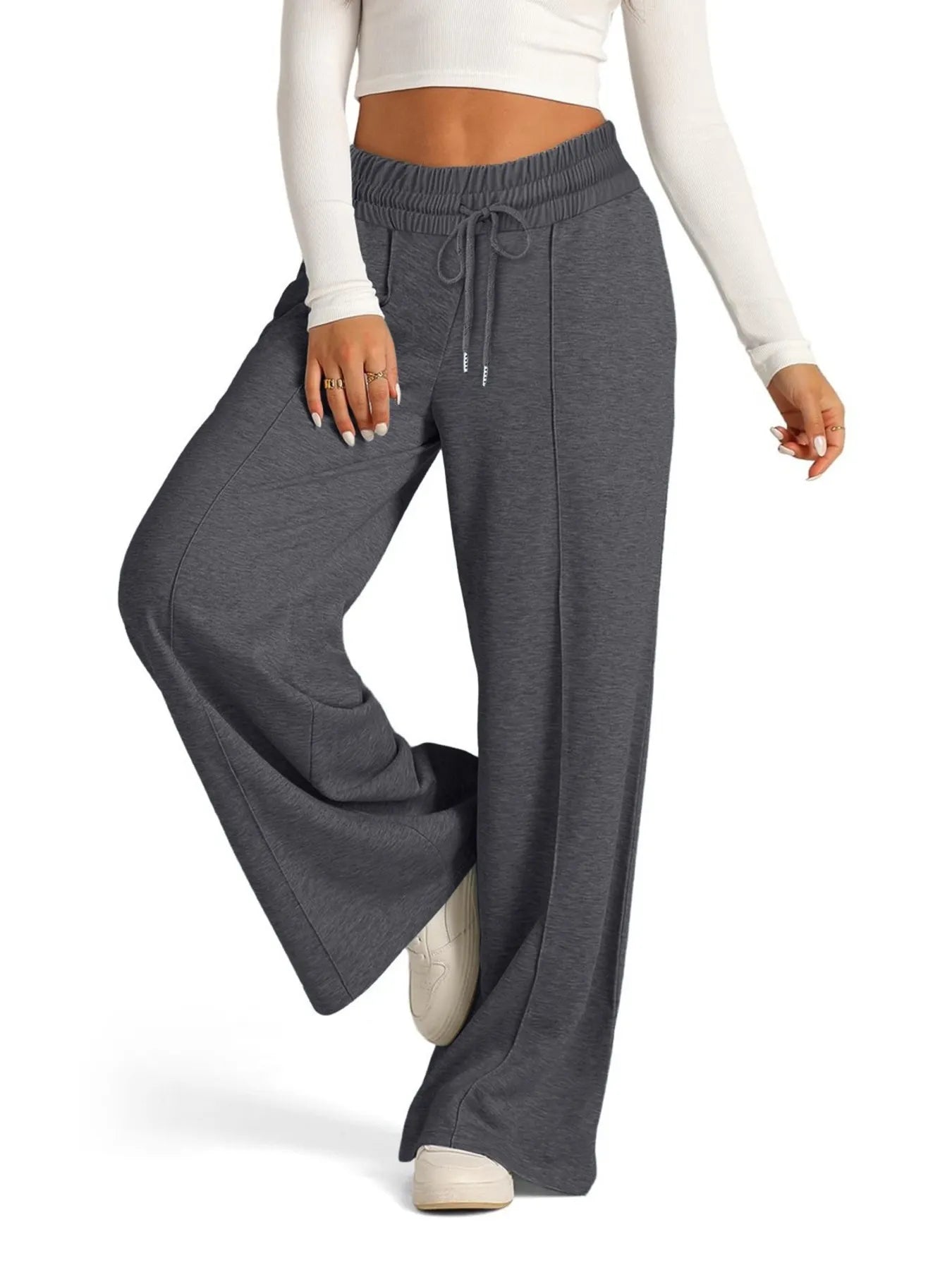 Drawstring Relaxed Fit Wide Leg Pants | Trousers Women's Trousers from PHUNKYN