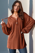 Half Button Long Sleeve Hoodie | Hoodies Women's Top from PHUNKYN