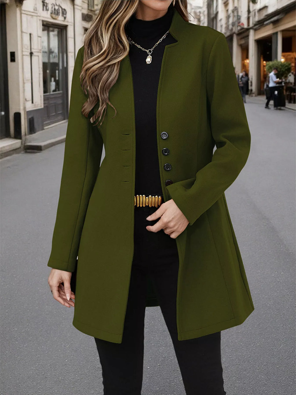 Button Up Long Sleeve Coat | Overcoats Coat from PHUNKYN
