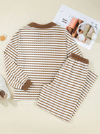 Stripe Collared Top and Drawstring Pant Set | Outfit Sets Top and Pants Set from PHUNKYN