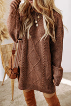 Cable-Knit Round Neck Sweater Dress | Dresses Sweater Dress from PHUNKYN