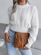 Cable-Knit Round Neck Sweater | Sweaters Sweater from PHUNKYN