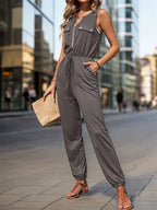 Drawstring Waist Sleeveless Jumpsuit One-Pieces Jumpsuit PHUNKYN
