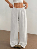 Wide Leg Drawstring Casual Pants | Trousers Wide Leg Pants Set from PHUNKYN