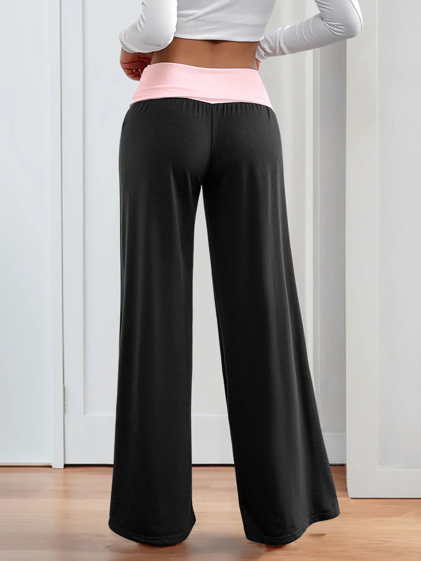 Contrast Waistband Wide Leg Pants | Trousers Trousers from PHUNKYN