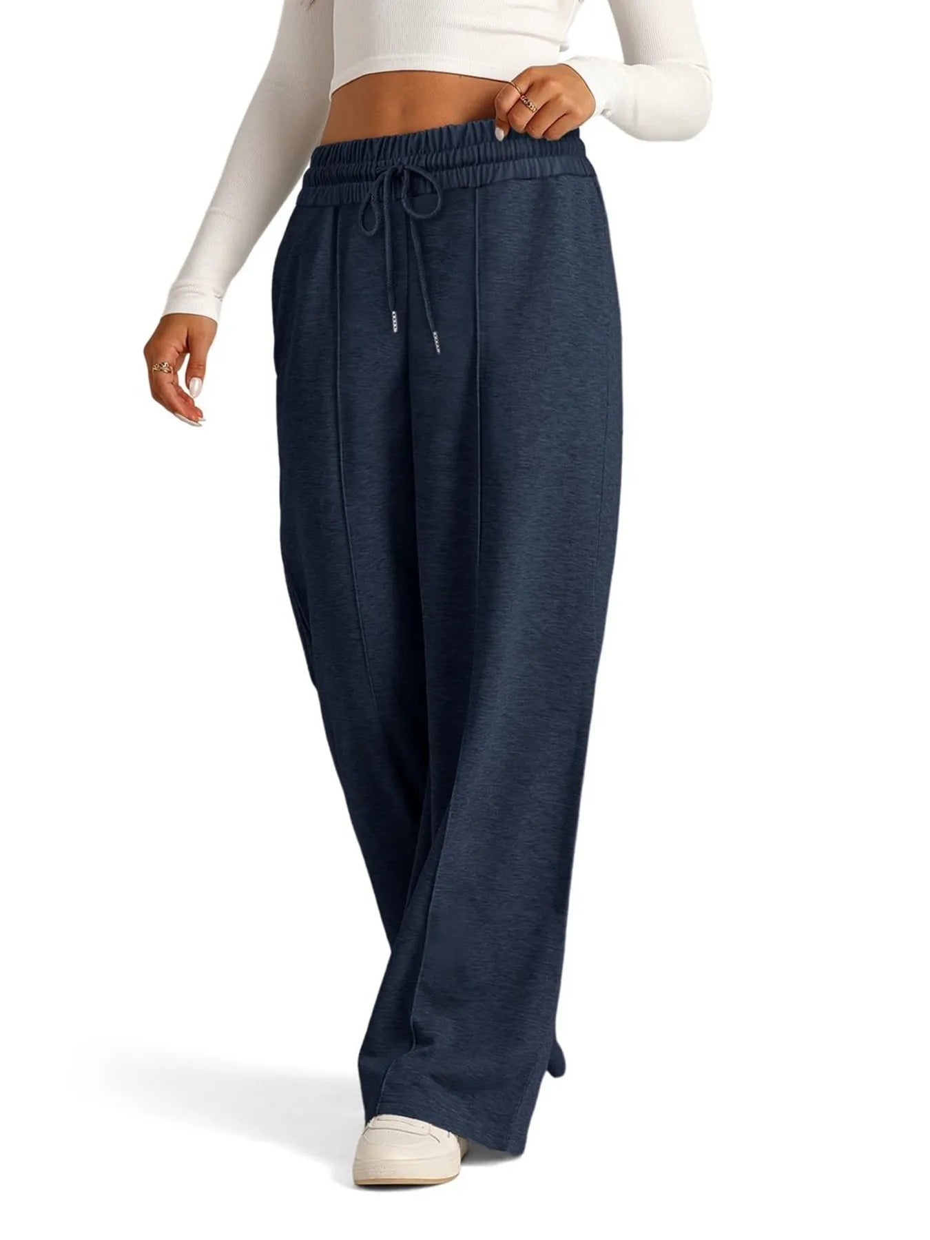 Drawstring Relaxed Fit Wide Leg Pants | Trousers Women's Trousers from PHUNKYN