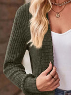 Ribbed Knit Open Front Cardigan with Pockets | Cardigans Cardigan from PHUNKYN