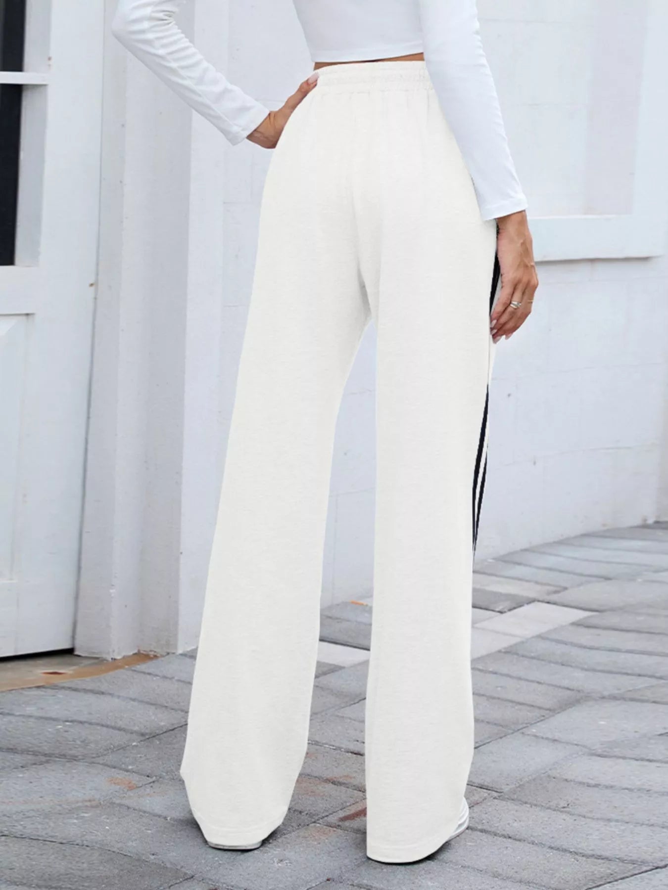 Side Striped Wide Leg Pants | Trousers Wide Leg Pants from PHUNKYN