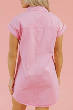 Button Down Short Sleeve Denim Dress | Dresses Denim Dress from PHUNKYN