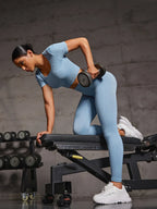 Round Neck Short Sleeve Top and Leggings Active Set | Activewear Top and Leggings from PHUNKYN