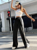 Two-Tone Side Snap Wide Leg Pants | Trousers Wide Leg Pants from PHUNKYN