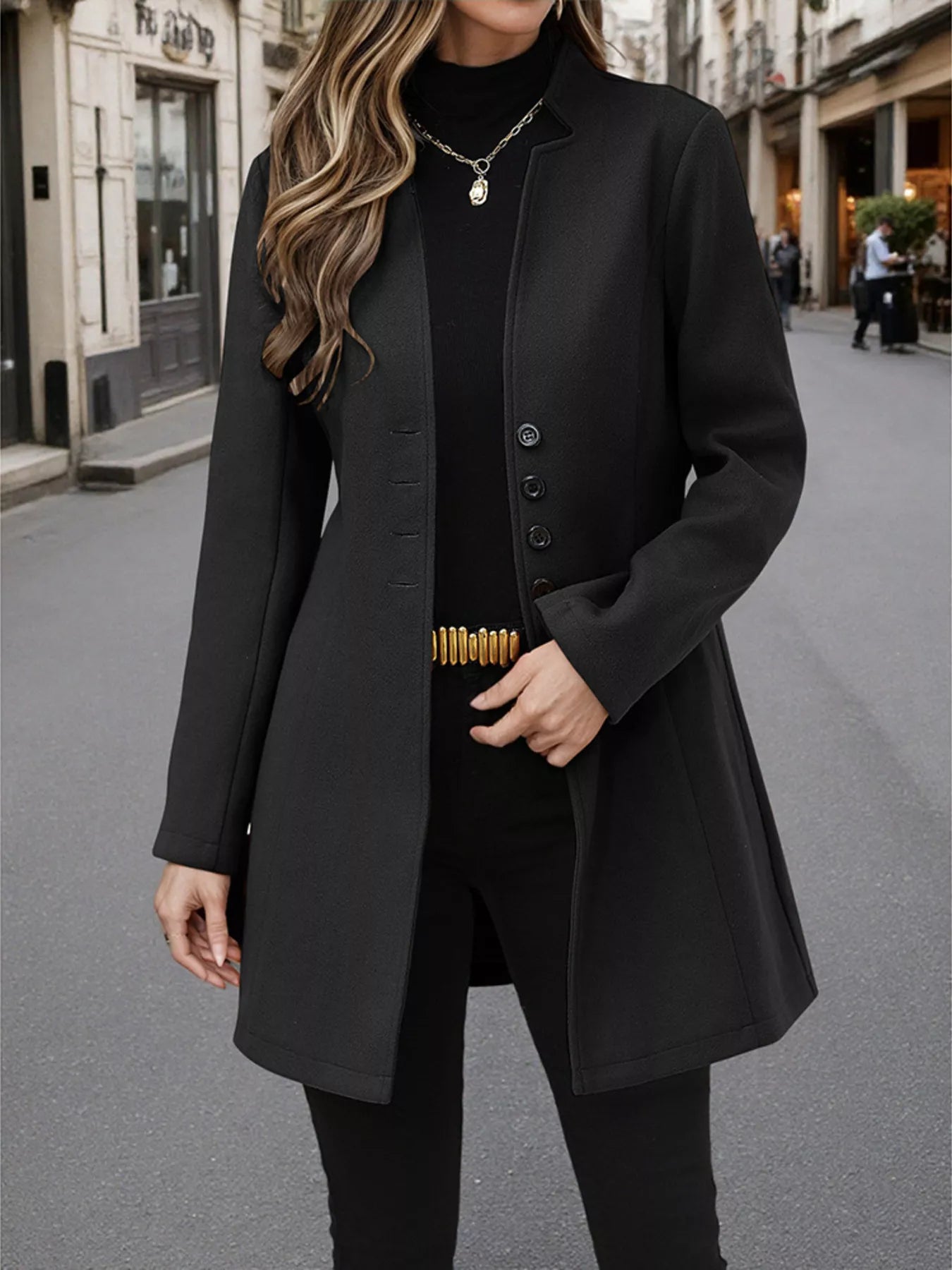 Button Up Long Sleeve Coat | Overcoats Coat from PHUNKYN