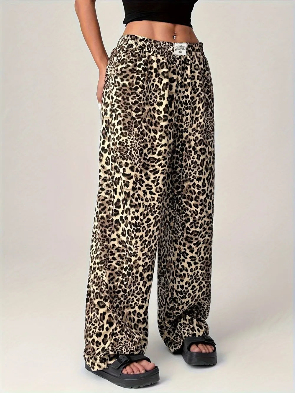 Leopard Wide Leg Pants with Pockets | Wide Leg Pants from PHUNKYN
