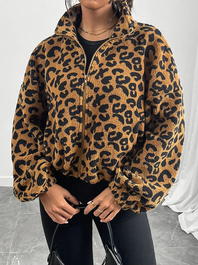 Leopard Zip Up Long Sleeve Jacket | Jacket from PHUNKYN