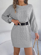 Cable-Knit Round Neck Sweater Dress | Dresses Sweater Dress from PHUNKYN