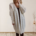 Cable-Knit Open Front Dropped Shoulder Cardigan | Cardigans Cardigan from PHUNKYN