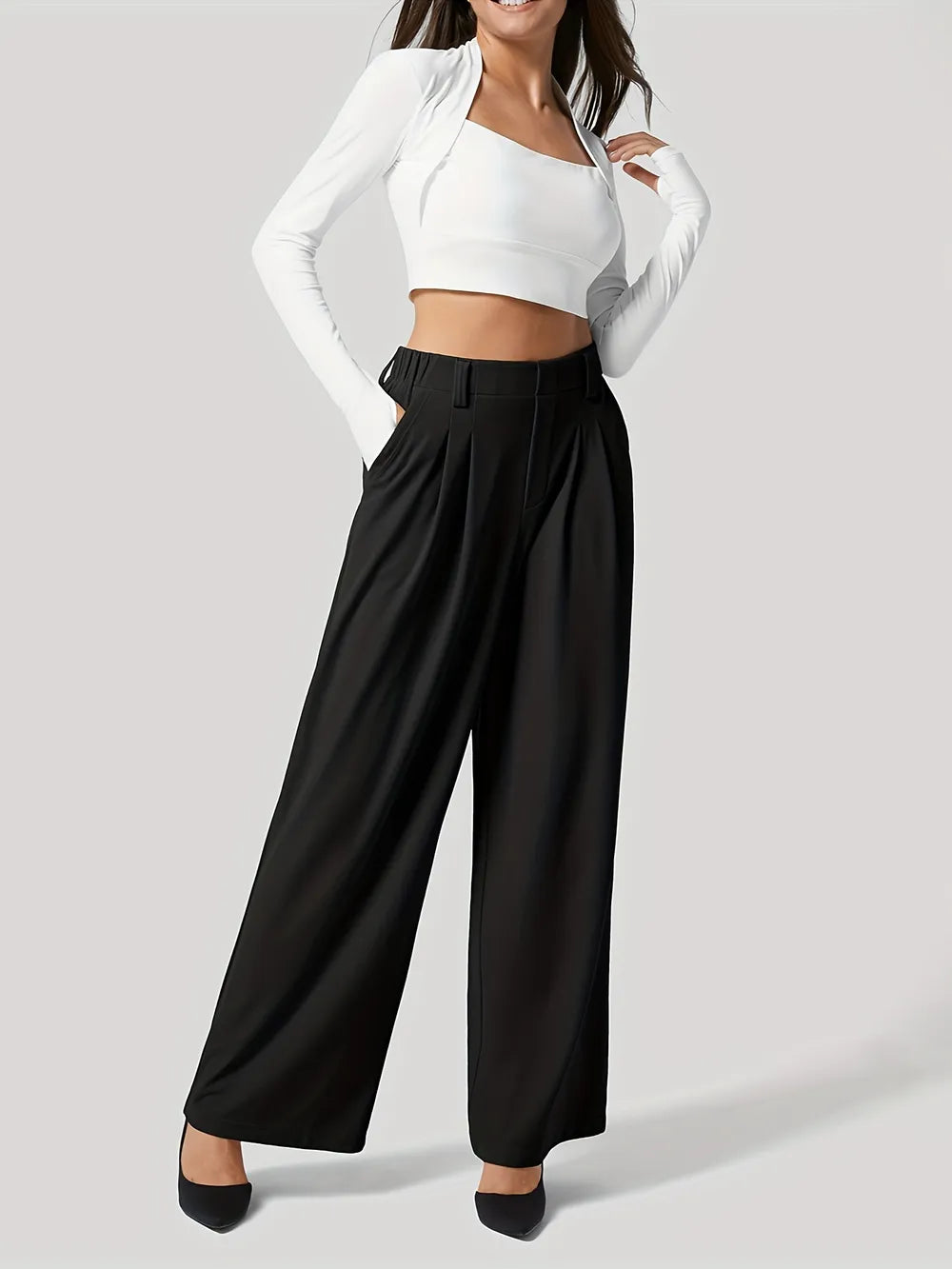 Wide Leg Pants with Pockets | Trousers Wide Leg Pants from PHUNKYN