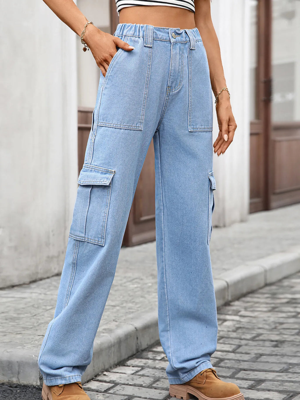 High-Waisted Cargo Jeans | Jeans Cargo Jeans from PHUNKYN