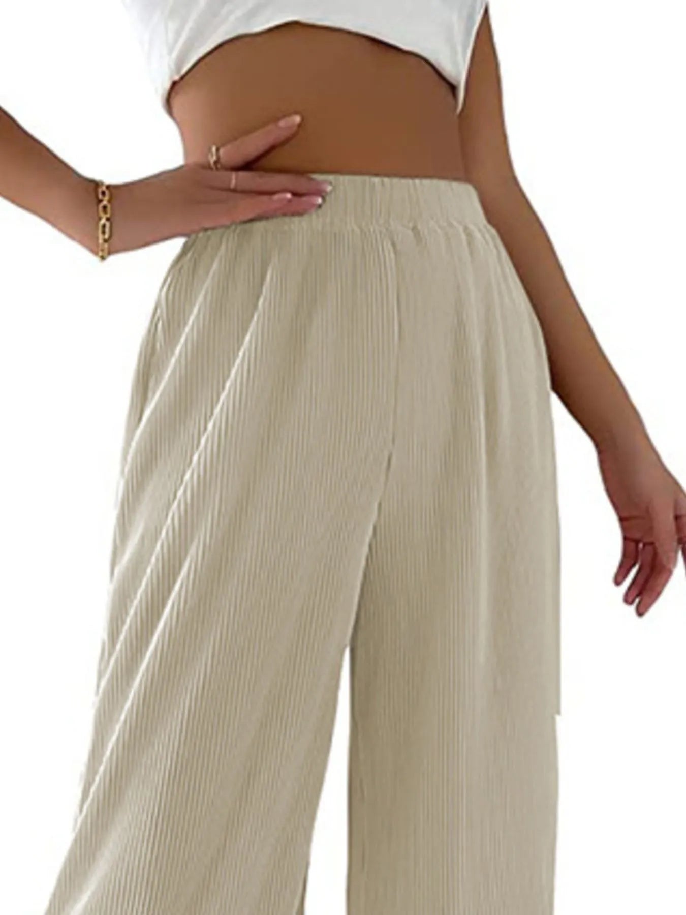 Elastic Waist Wide Leg Pants | Trousers Wide Leg Pants from PHUNKYN