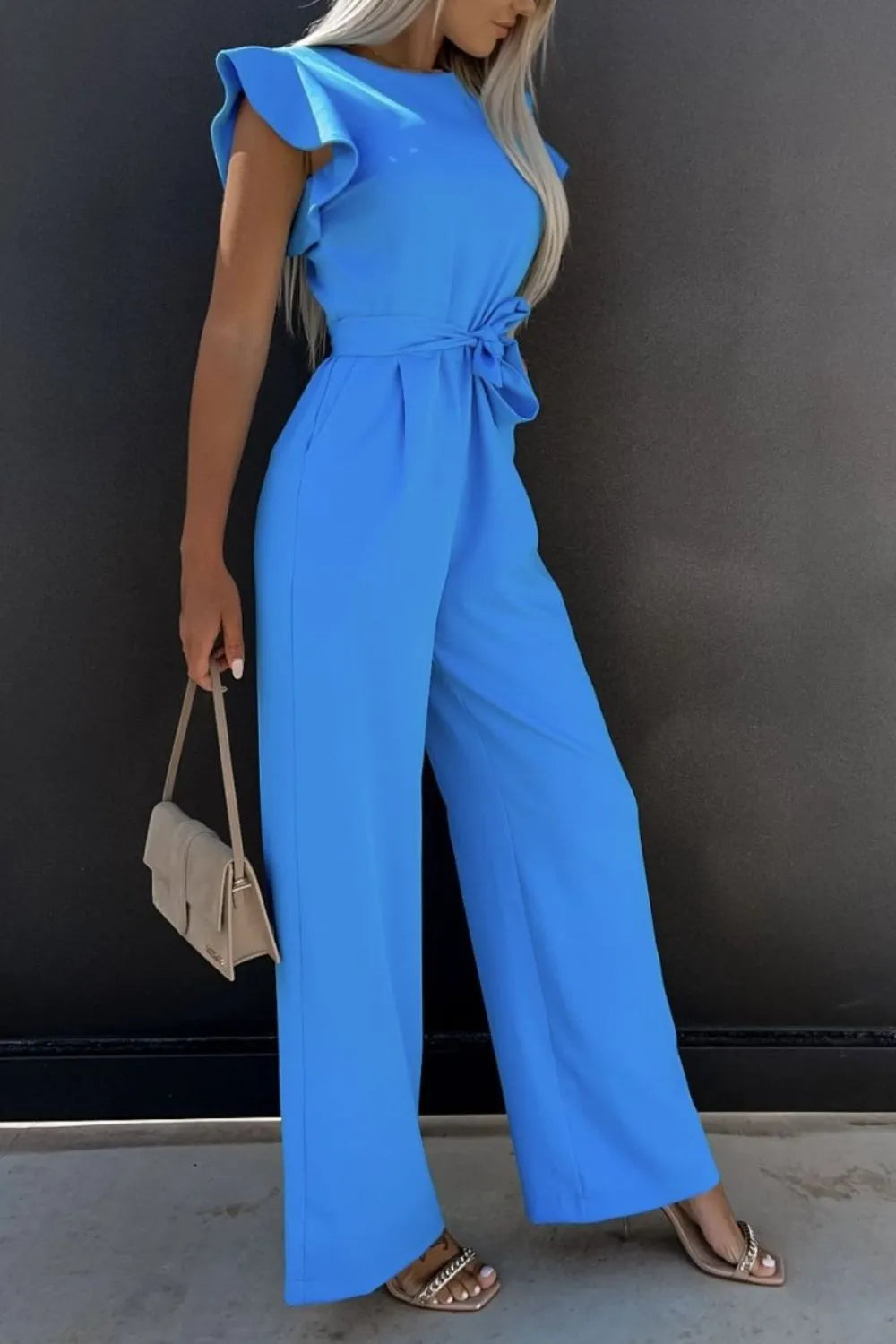 Round Neck Cap Sleeve Jumpsuit | One-Pieces Jumpsuit from PHUNKYN
