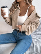 Corduroy Button-Up Dropped Shoulder Jacket | Coats & Jackets Jacket from PHUNKYN