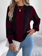 Color Block Round Neck Sweater | Sweaters Sweater from PHUNKYN