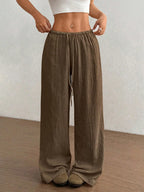 Drawstring Wide-Leg Casual Pants | Trousers Wide Leg Pants from PHUNKYN