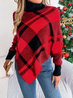 Plaid Turtleneck Batwing Sleeve Sweater | Sweaters Sweater from PHUNKYN