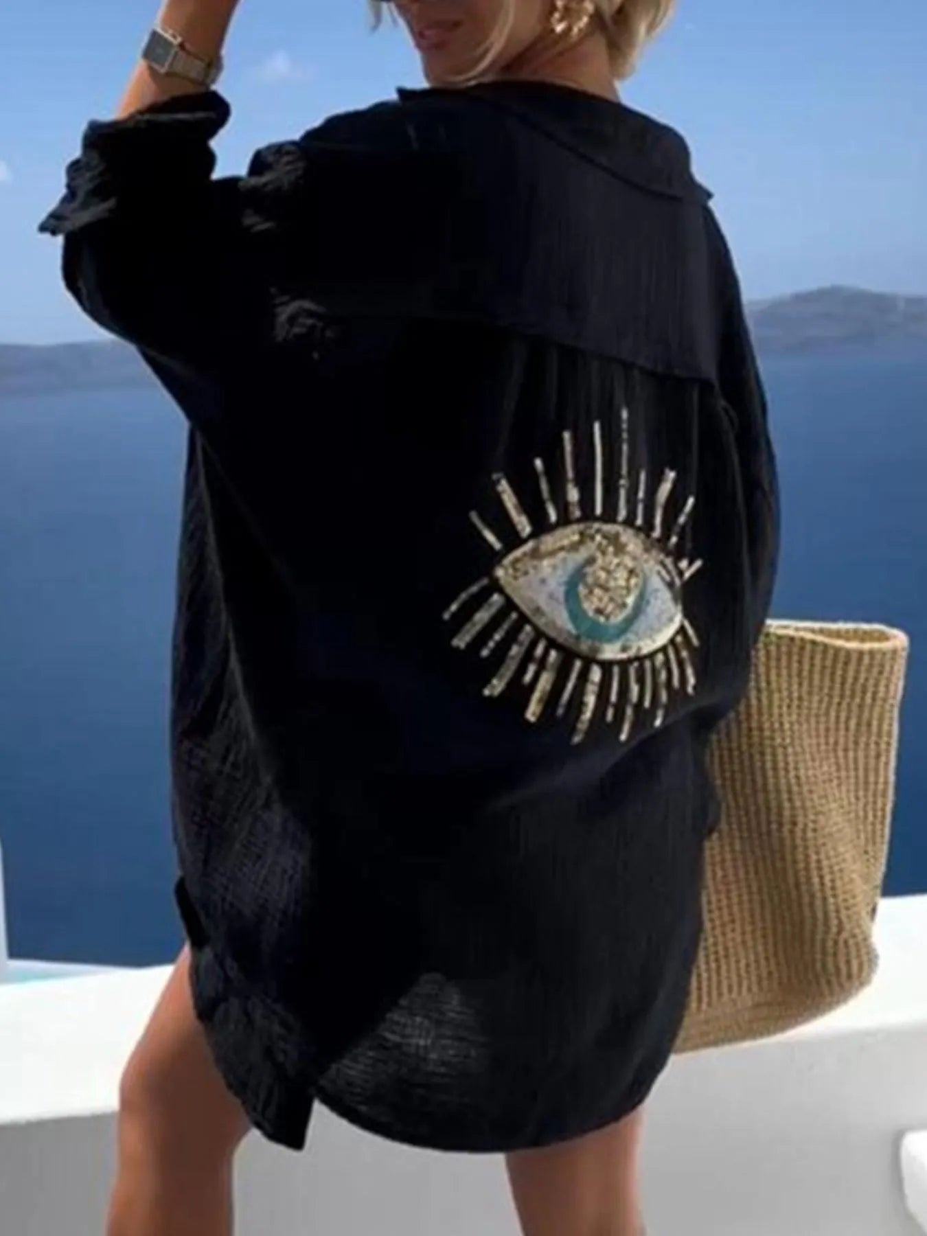 Evil Eye Embroidered Oversized Shirt | Shirts Oversize Shirt from PHUNKYN