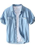Men's Button Up Short Sleeve Denim Shirt | Shirts Shirts from PHUNKYN