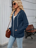 Drawstring Zip Up Long Sleeve Hoodie | Hoodies Hoodie from PHUNKYN