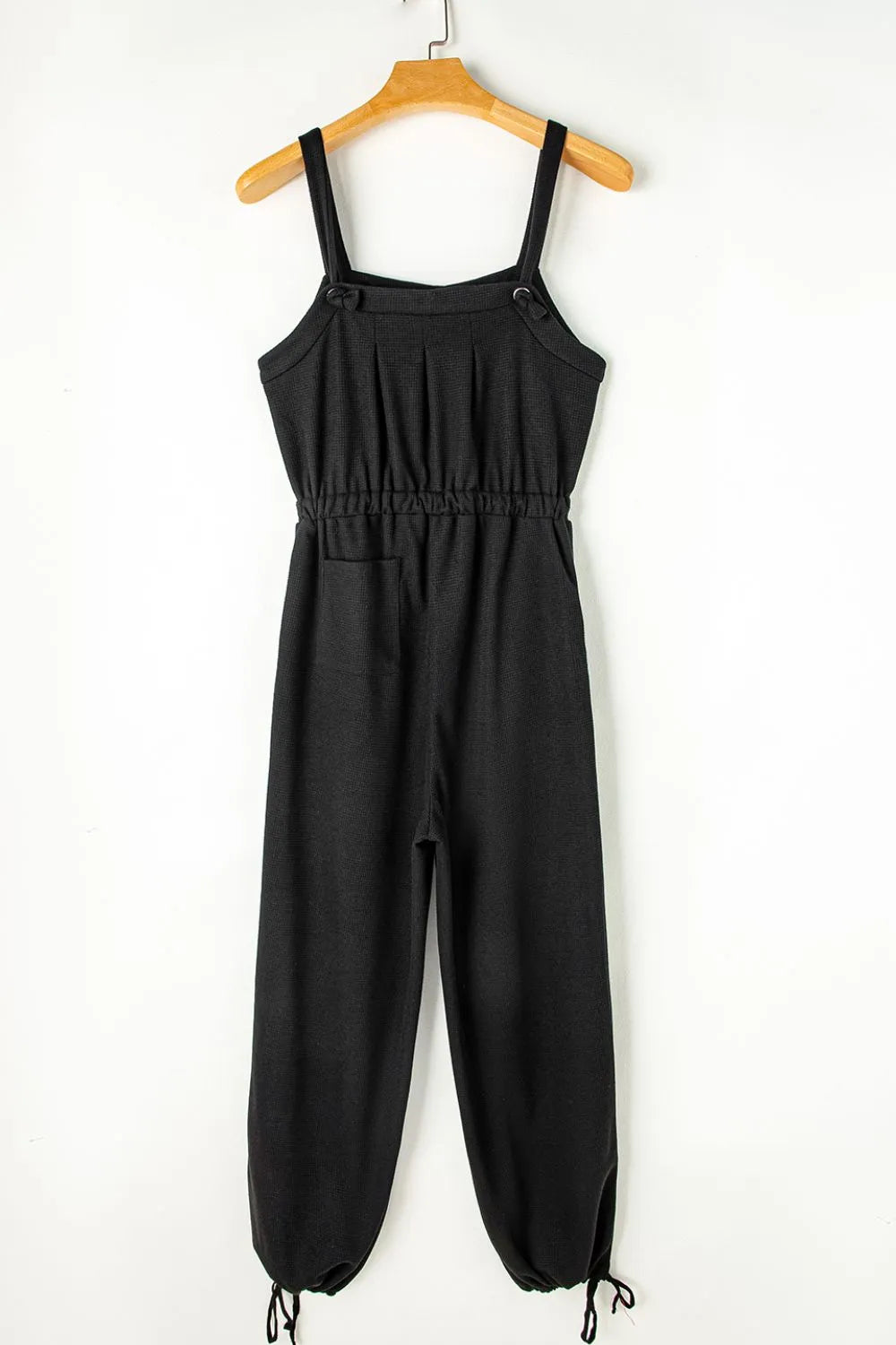 Knotted Straps Button Textured Drawstring Jumpsuit | One-Pieces Jumpsuit from PHUNKYN