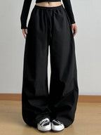 Wide Leg Pants with Drawstring Waist | Trousers Wide Leg Pants from PHUNKYN