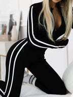 Stripe Zip-Front Long Sleeve Jumpsuit | Jumpsuit from PHUNKYN