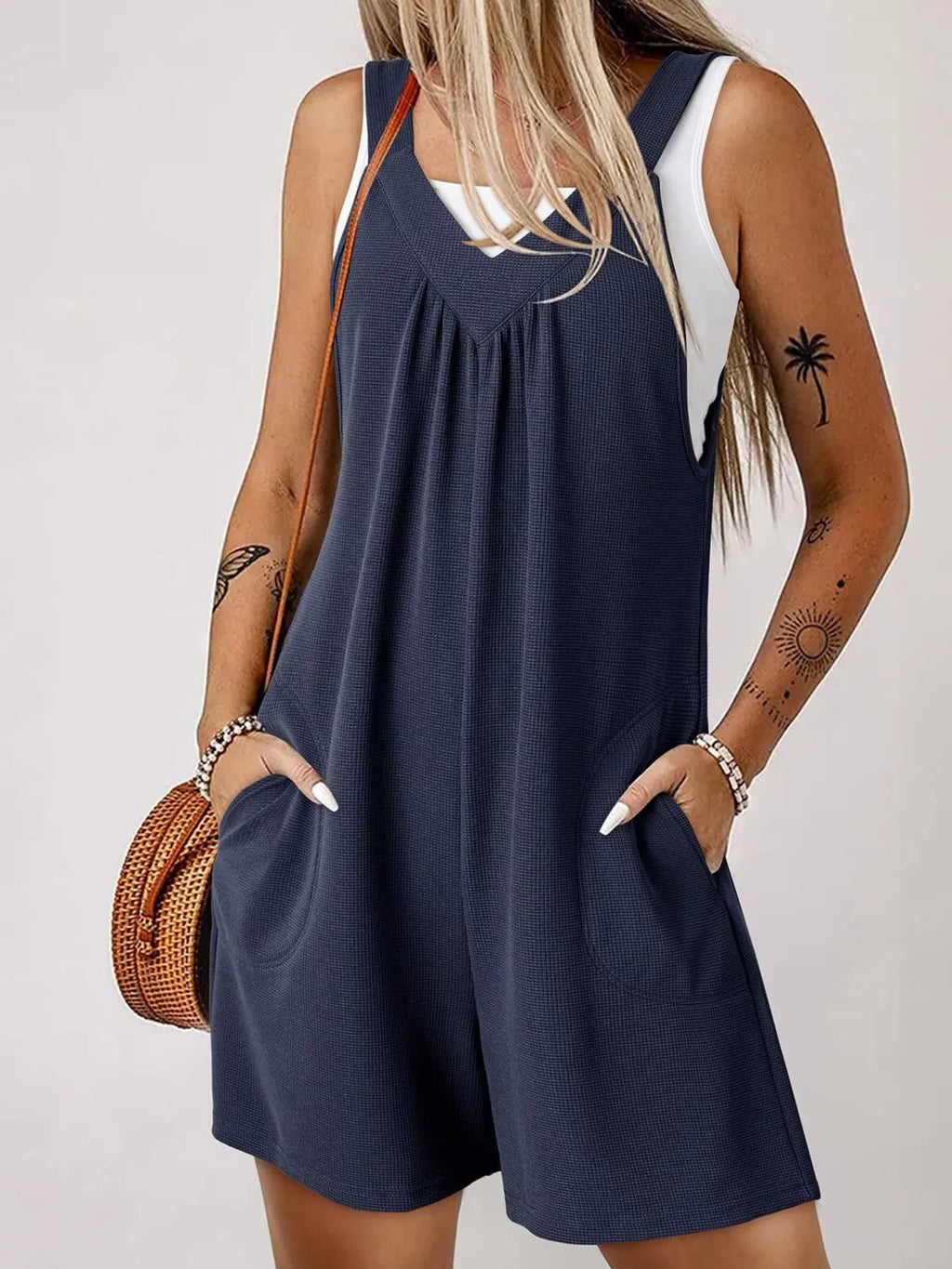 V-Neck Wide Strap Romper | One-Pieces Romper from PHUNKYN