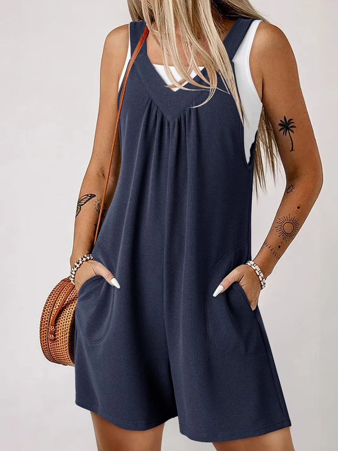 V-Neck Wide Strap Romper | One-Pieces Romper from PHUNKYN