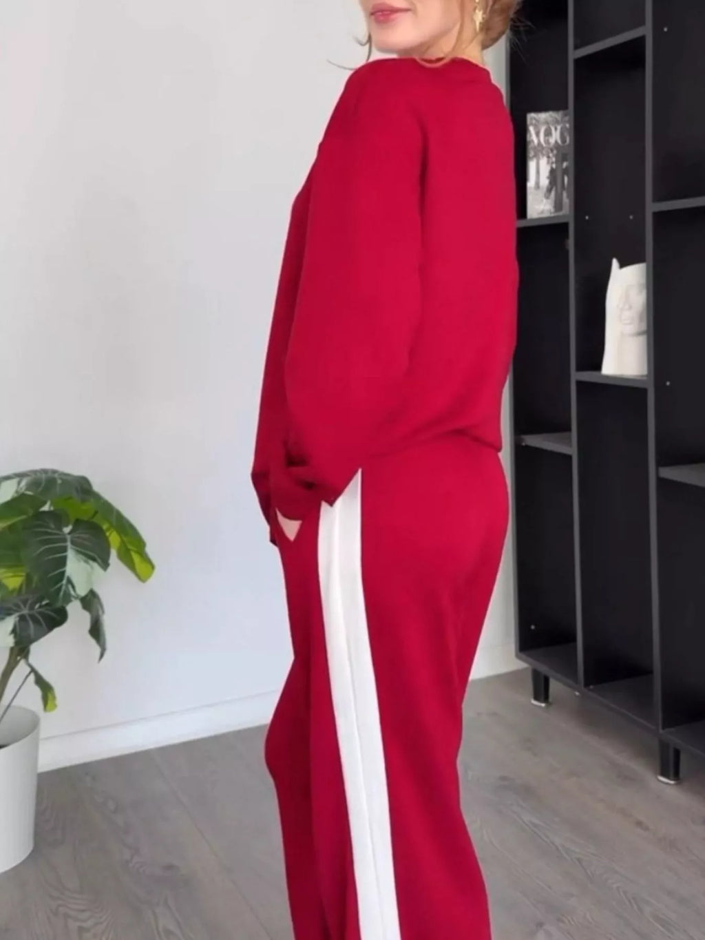 Contrast Round Neck Top and Pants Set Plus Size | Outfit Sets Top and Pants Set from PHUNKYN