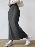 High Waist Ribbed Knit Maxi Skirt | Skirts Maxi Skirt from PHUNKYN