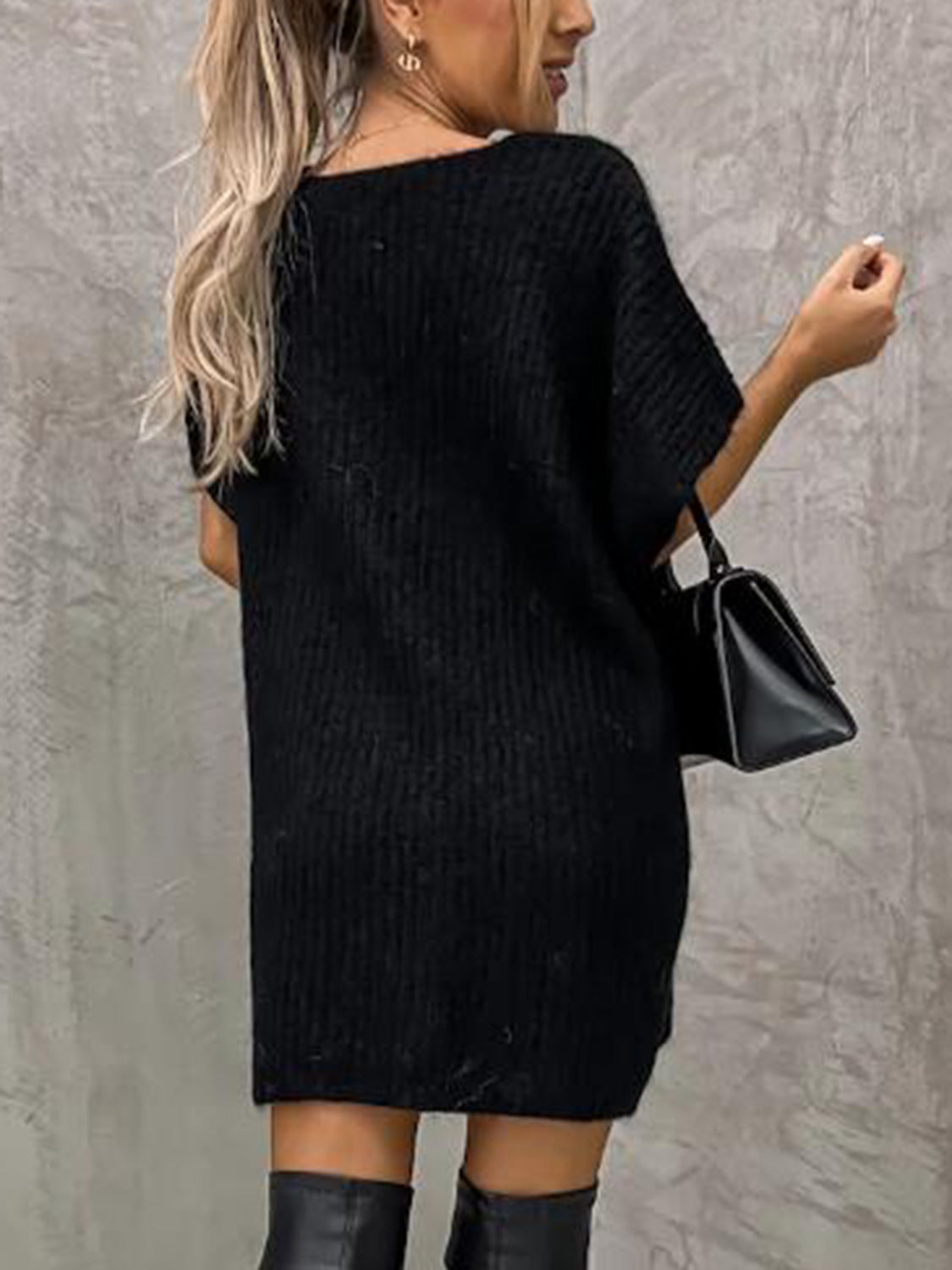 Short Sleeve Sweater Dress with Pockets | Dresses Sweater Dress from PHUNKYN