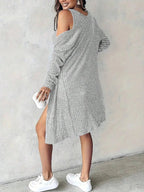 Ribbed Button Front Dress and Cardigan Sweater Set | Outfit Sets Top and Dress Set from PHUNKYN