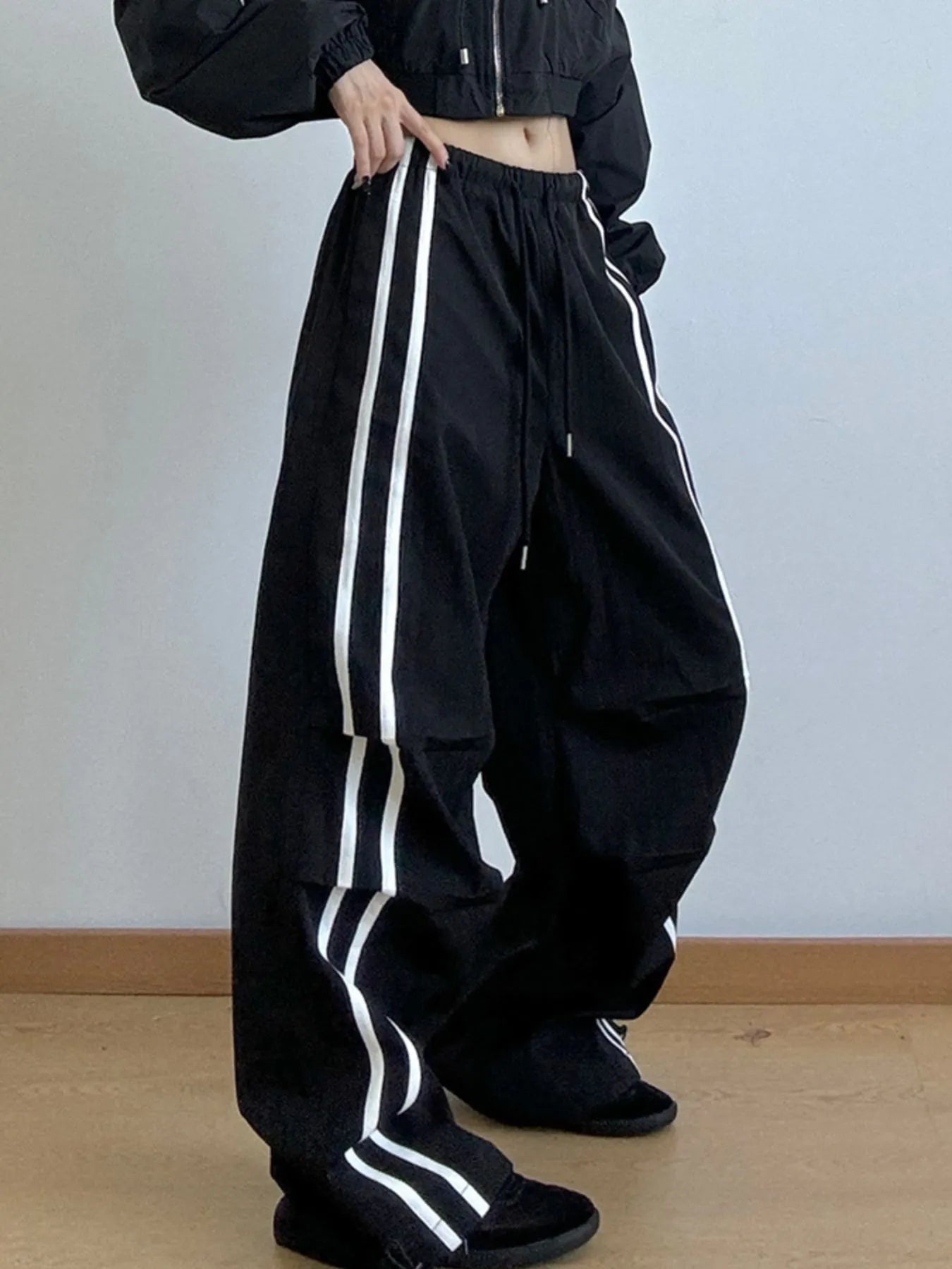 Side Stripes Wide Leg Pants | Joggers Wide Leg Pants from PHUNKYN